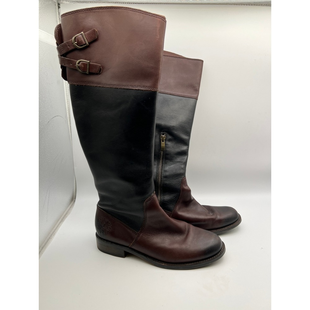 Vince Camuto Tri-Tone Leather Riding Boots Buckle Tall Equestrian Womens 7B/37 - Picture 2 of 14